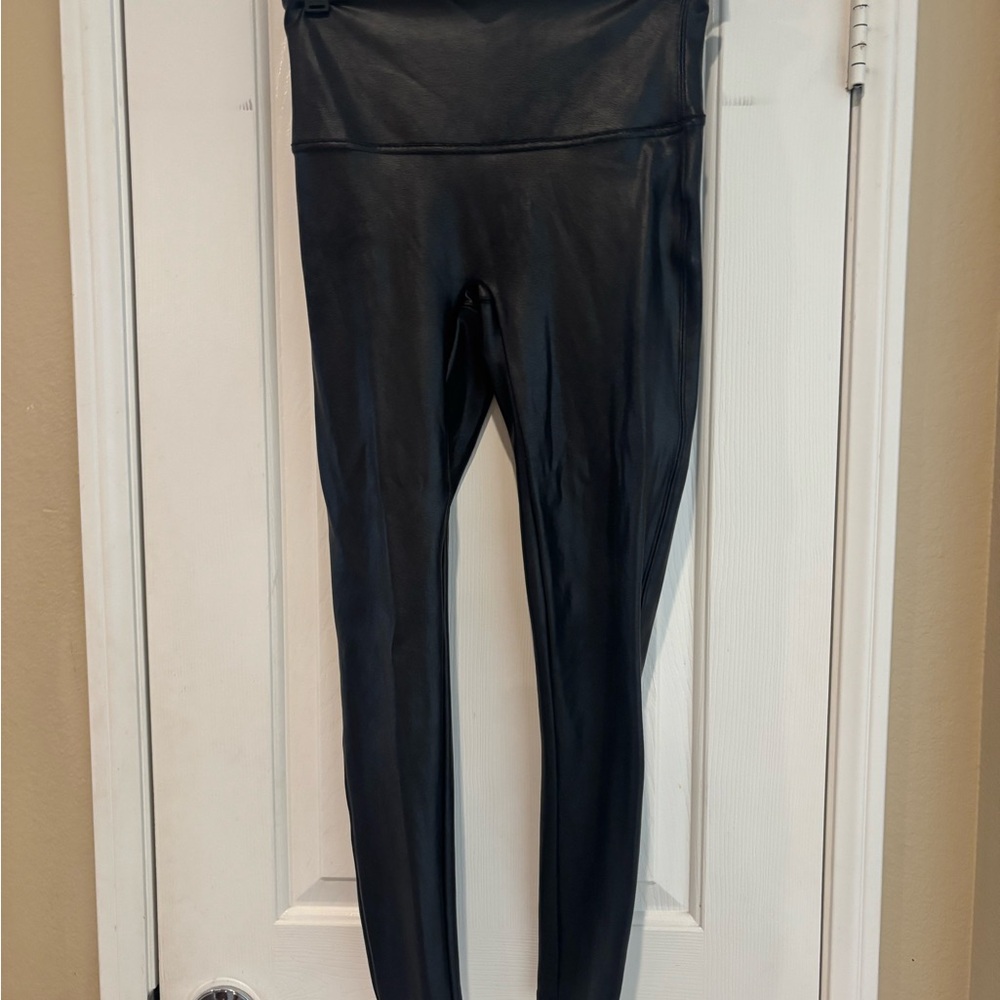 SPANX Black faux leather  Leggings